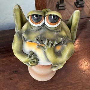 Whimsical Green Frog Figurine